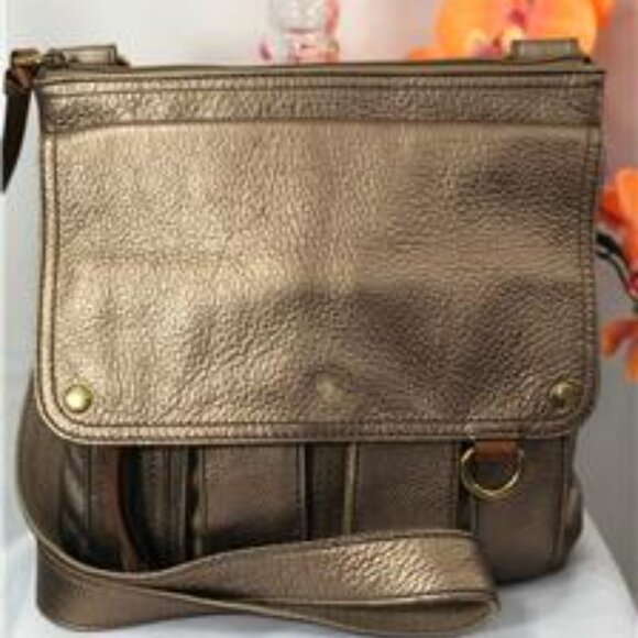 FOSSIL MORGAN METALLIC GOLD GENUINE LEATHER - Picture 1 of 14